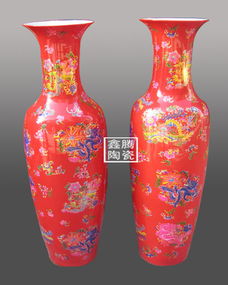 装饰红瓷大花瓶,中国红花卉大花瓶,厂家直销价格 厂家 图片